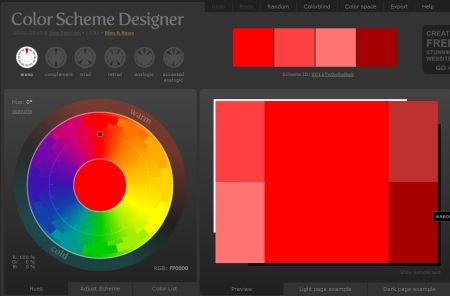 Color Scheme Designer website screenshot